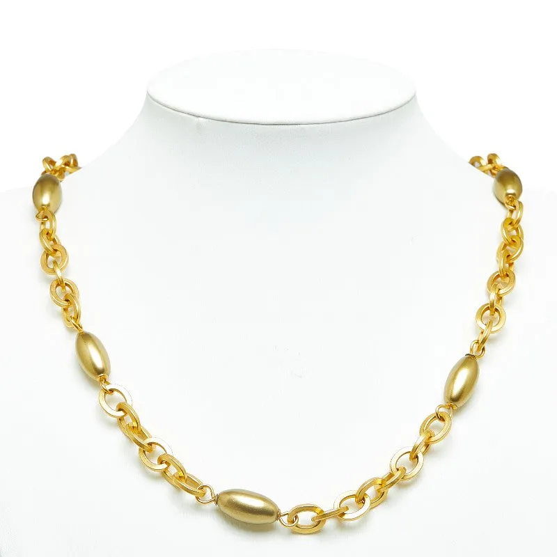 Chanel CC Beaded Chain Necklace  Metal Necklace in Good condition