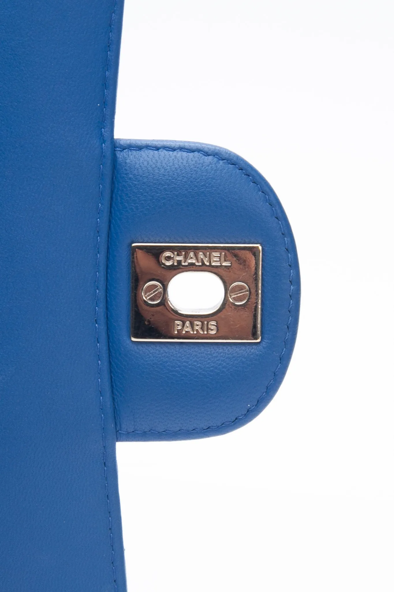 CHANEL Chevron Lambskin Blue Leather Square Mini Flap Bag