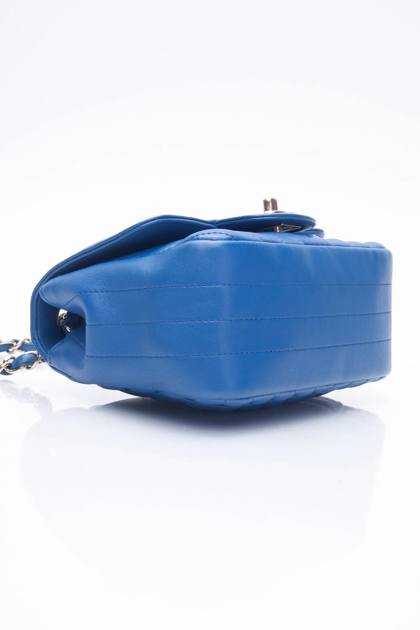 CHANEL Chevron Lambskin Blue Leather Square Mini Flap Bag