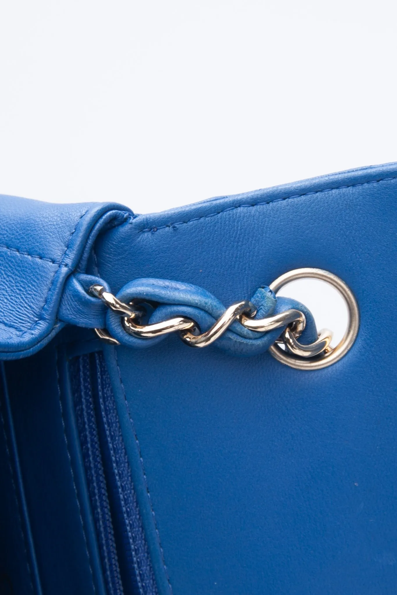 CHANEL Chevron Lambskin Blue Leather Square Mini Flap Bag