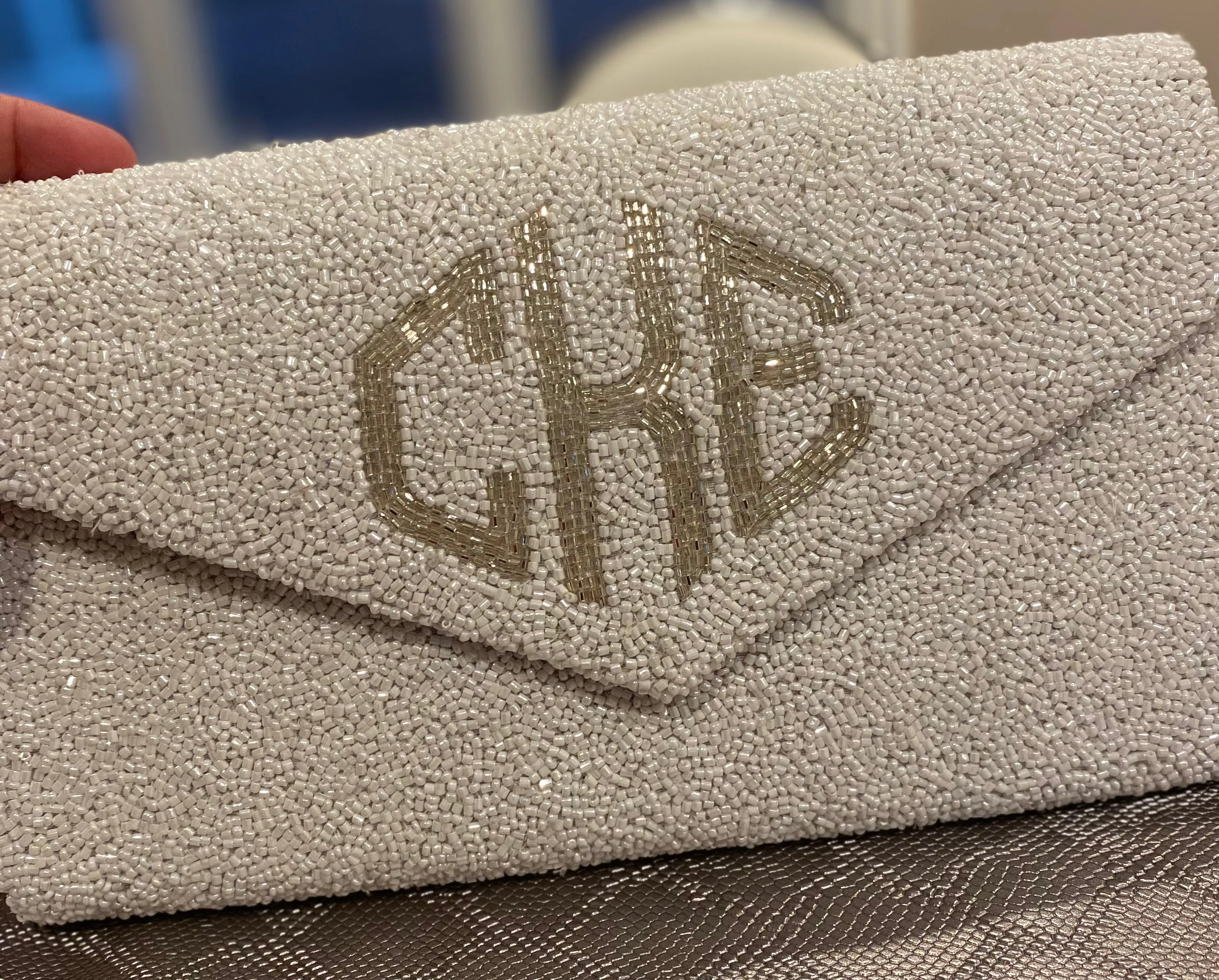Diamond Initial Monogram Clutch