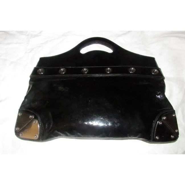 Gucci Top Handle Punch Top Blackchrome Patent Leather Tote
