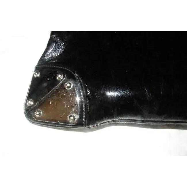 Gucci Top Handle Punch Top Blackchrome Patent Leather Tote