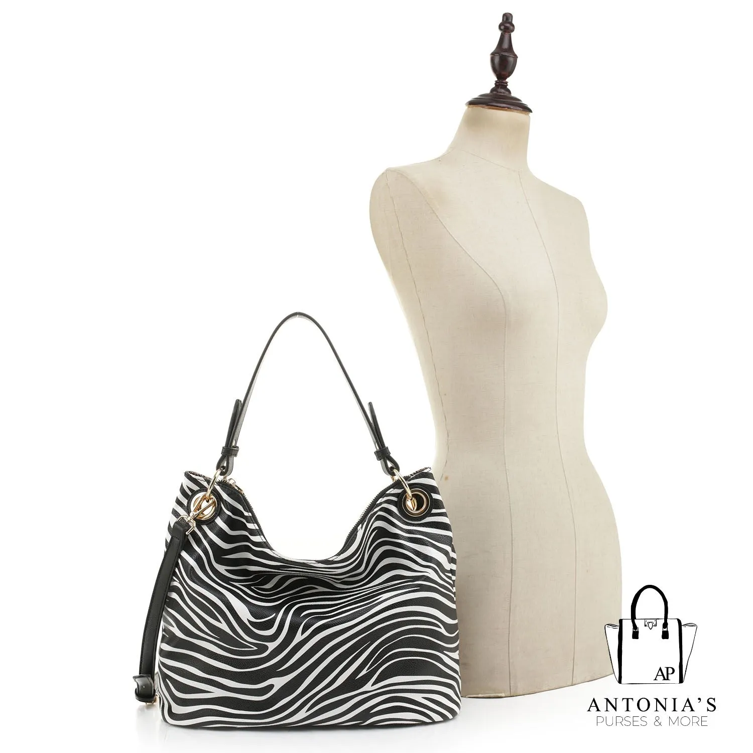 Isabelle Zebra Printed Shoulder Bag Hobo