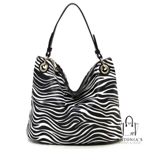 Isabelle Zebra Printed Shoulder Bag Hobo