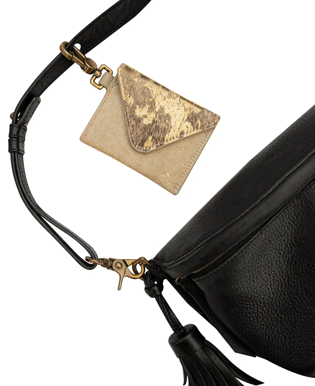 KATE Keychain / Furry Leather Envelope Wallet with metal clasp