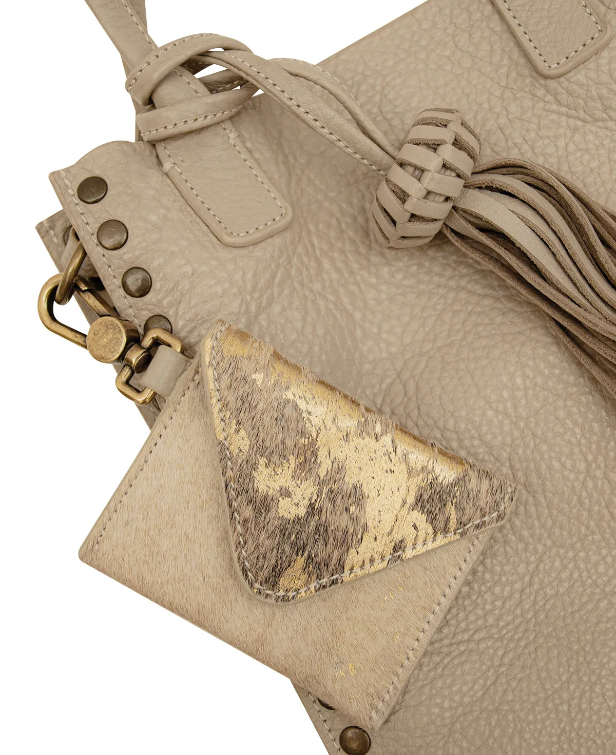 KATE Keychain / Furry Leather Envelope Wallet with metal clasp