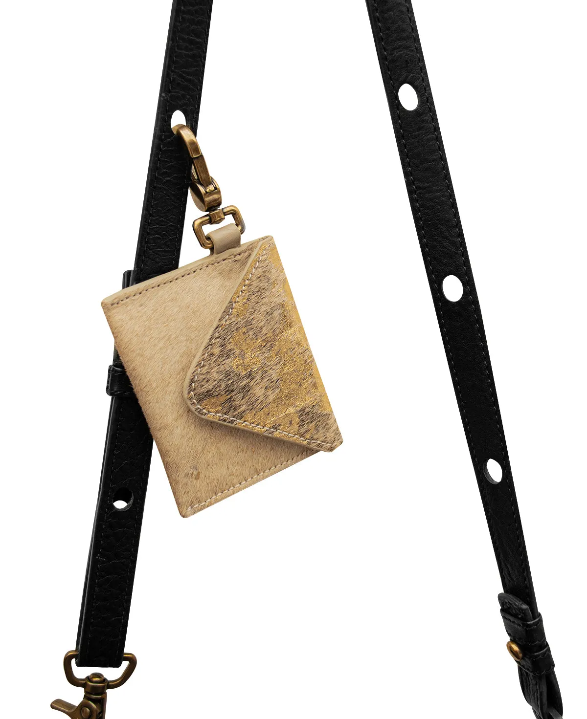 KATE Keychain / Furry Leather Envelope Wallet with metal clasp