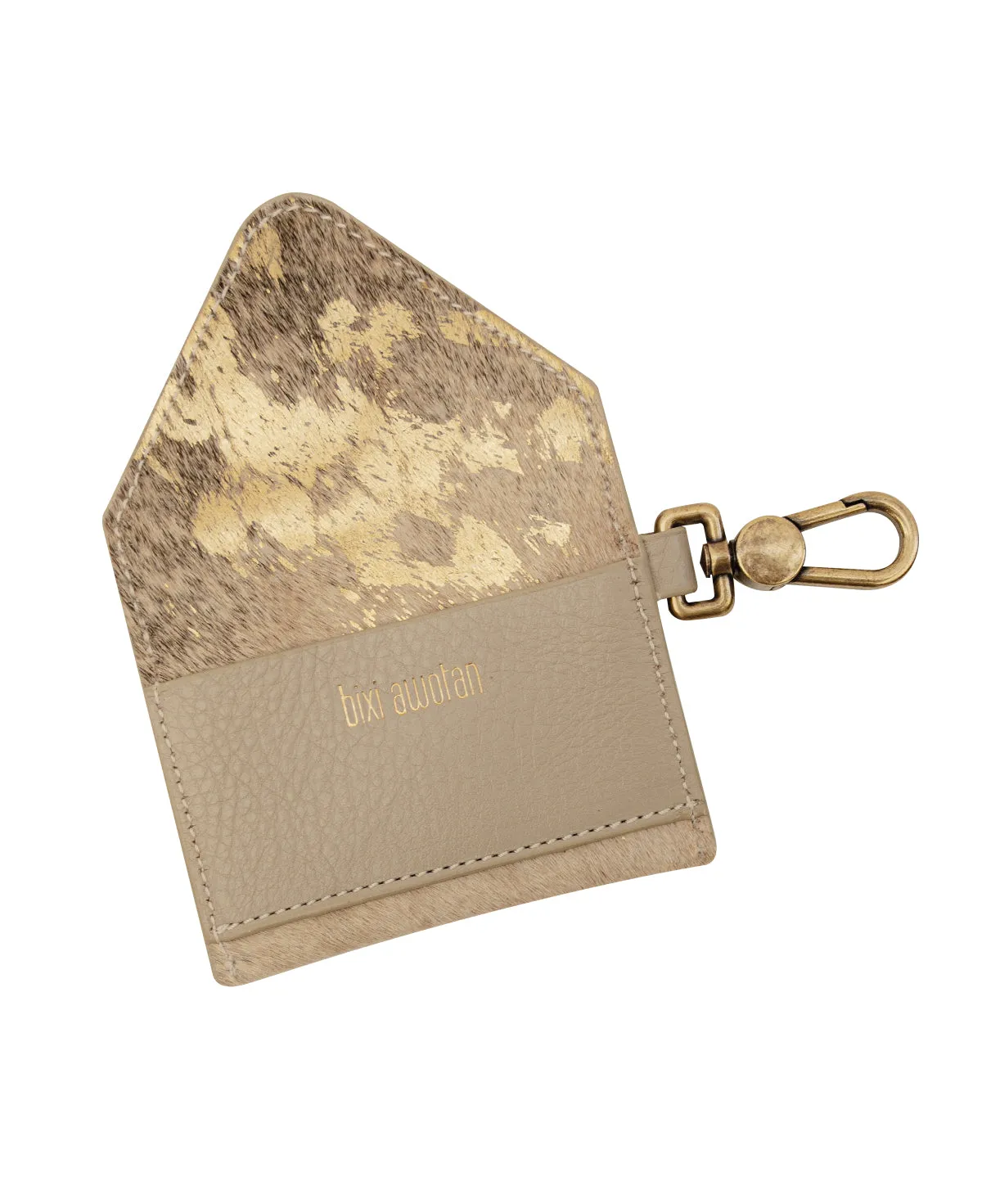 KATE Keychain / Furry Leather Envelope Wallet with metal clasp