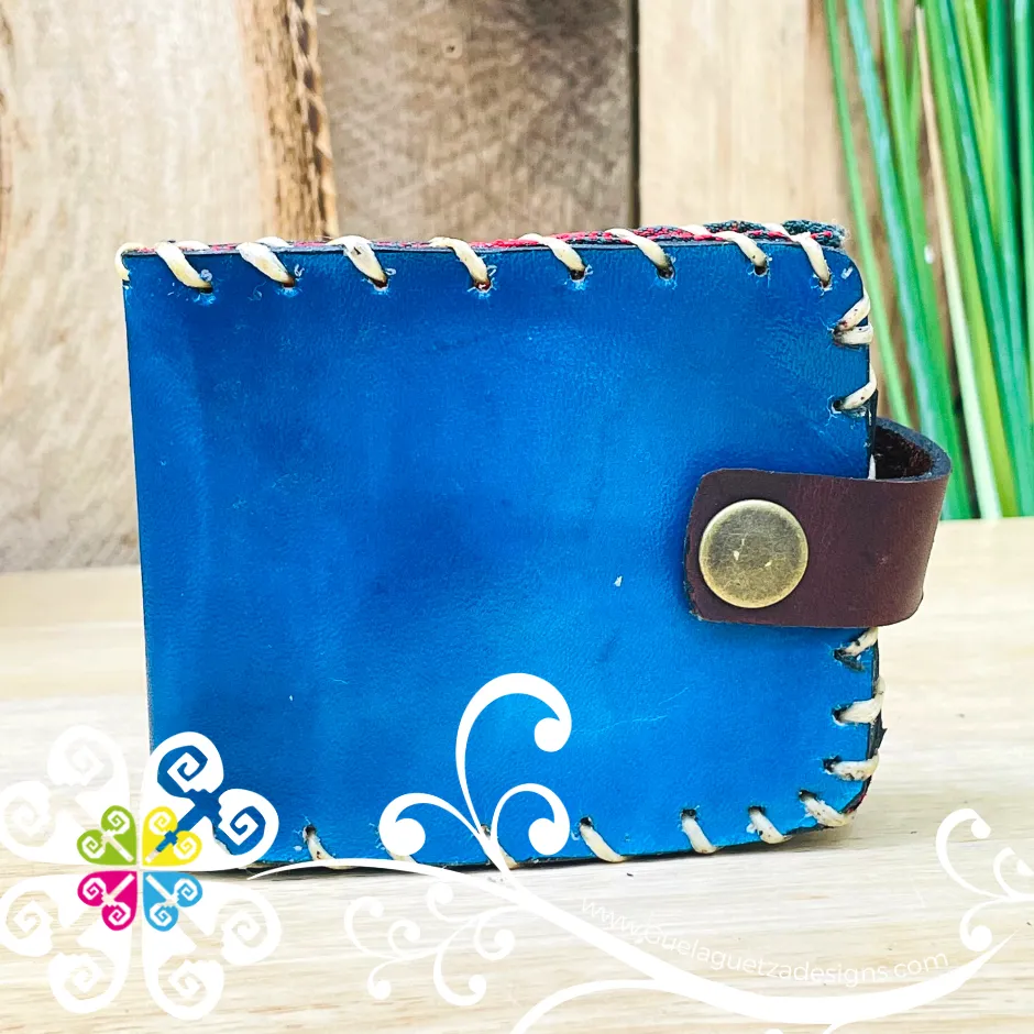 Painted Blue Men Leather Wallet - Cartera de Hombre
