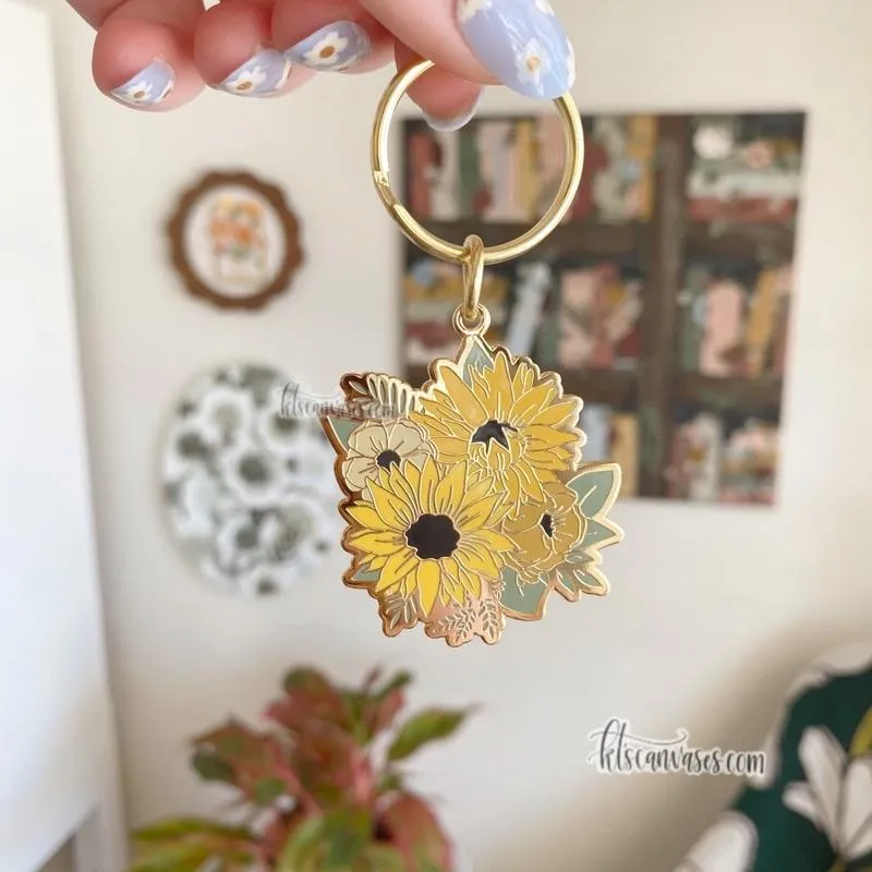 Sunflower Hard Enamel Keychain