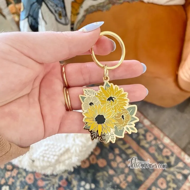 Sunflower Hard Enamel Keychain