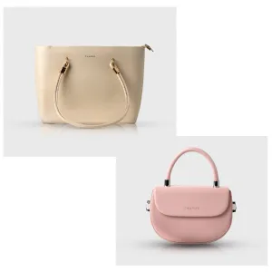 The Legend Tote Bag (White)   Crossbody Mini Bag (Pink)