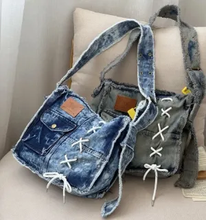 UAKISS  -  Fashion Washed Denim Women Shoulder Bag Large Capacity Y2K female Crossbody Bags Soft Jeans Casual handbag Shopping Bag