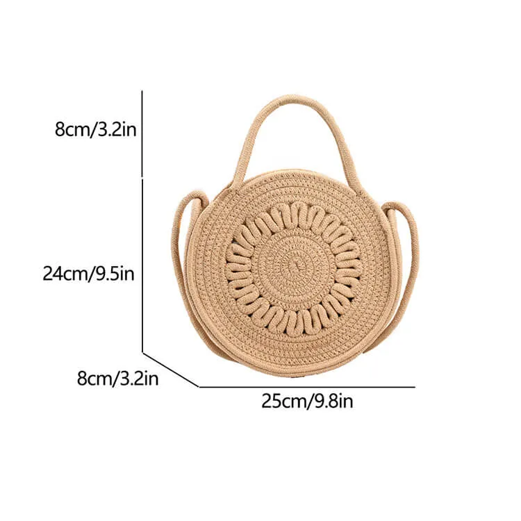 Woven Circle Round Crossbody Beach Bag -Showtown