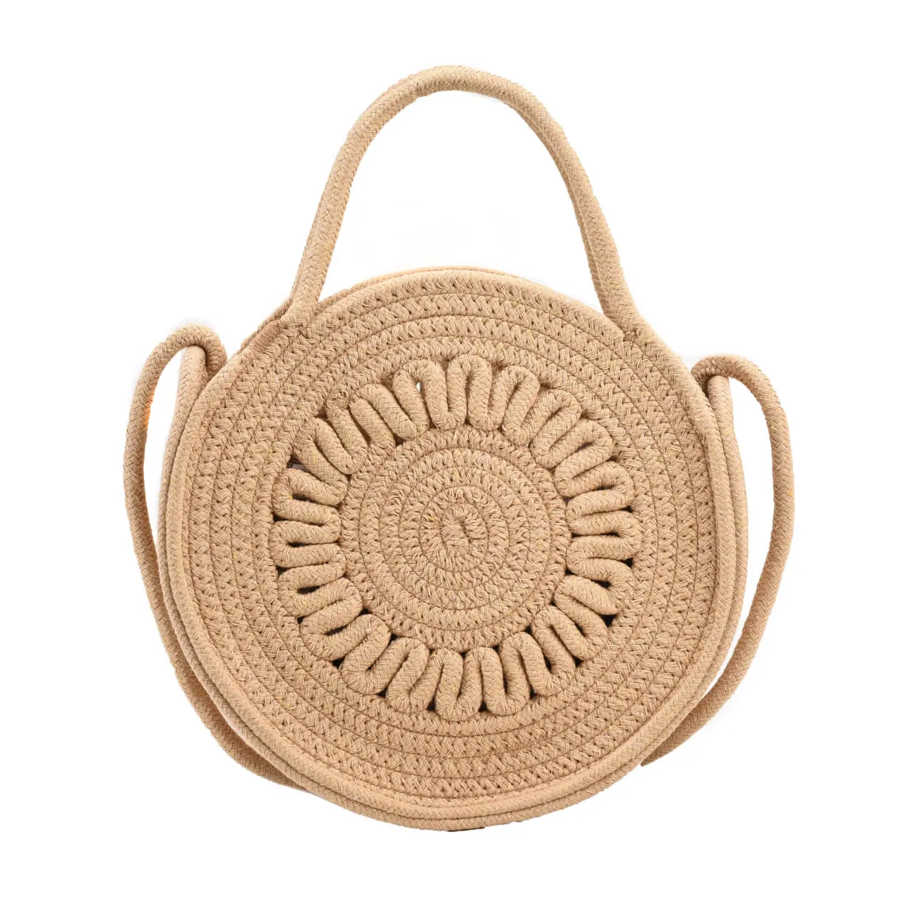 Woven Circle Round Crossbody Beach Bag -Showtown
